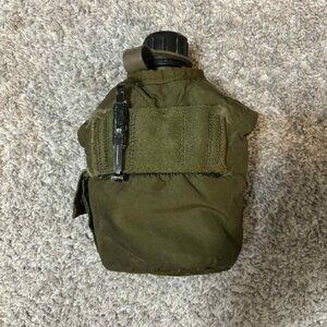 Vintage Army Green Military Flask with Cover & Pocket